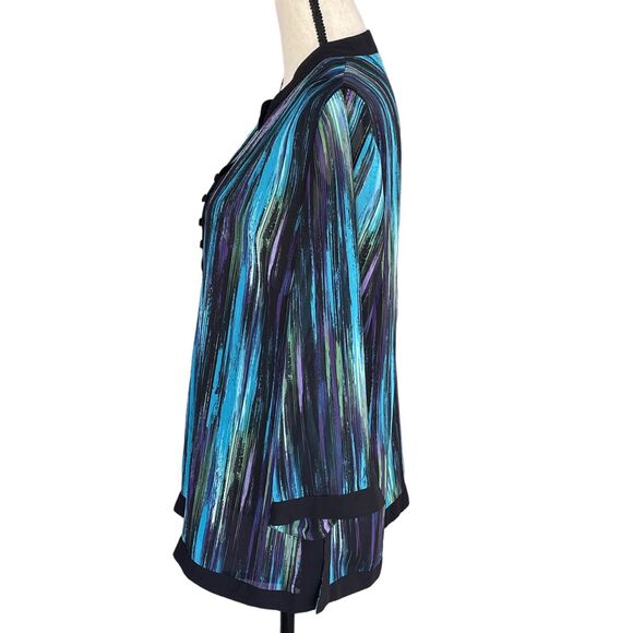 JM Collection SZ 12 Top 3/4 Sleeves V-Neck Lightweight Lined Abstract Side Slits - Picture 7 of 10